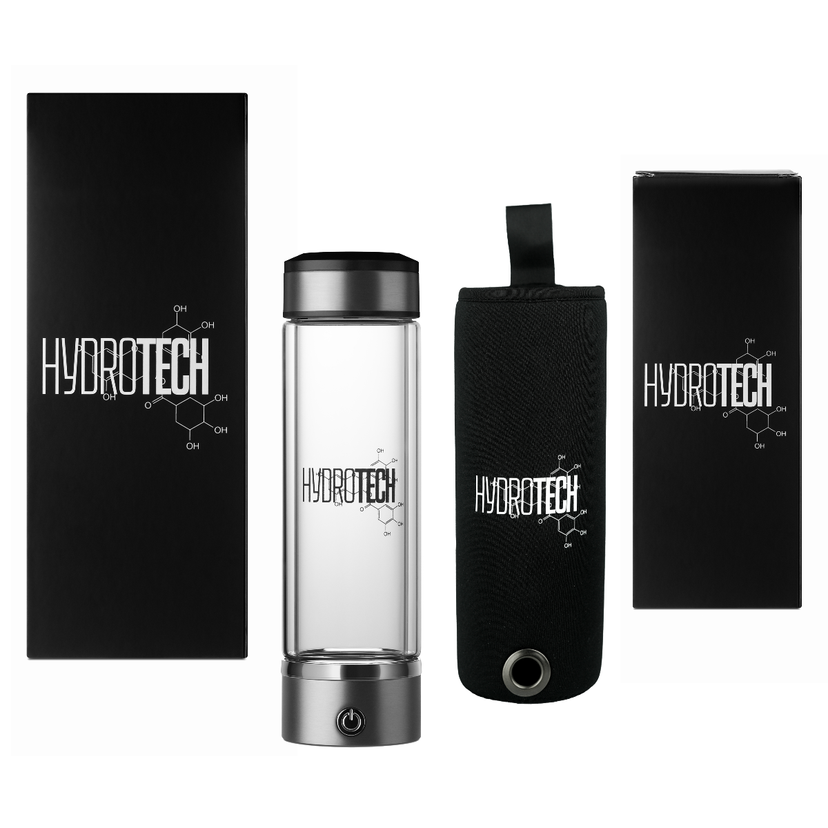 Hydrotech protection bundle with hydrogen bottle, neoprene sleeve, and gift boxes