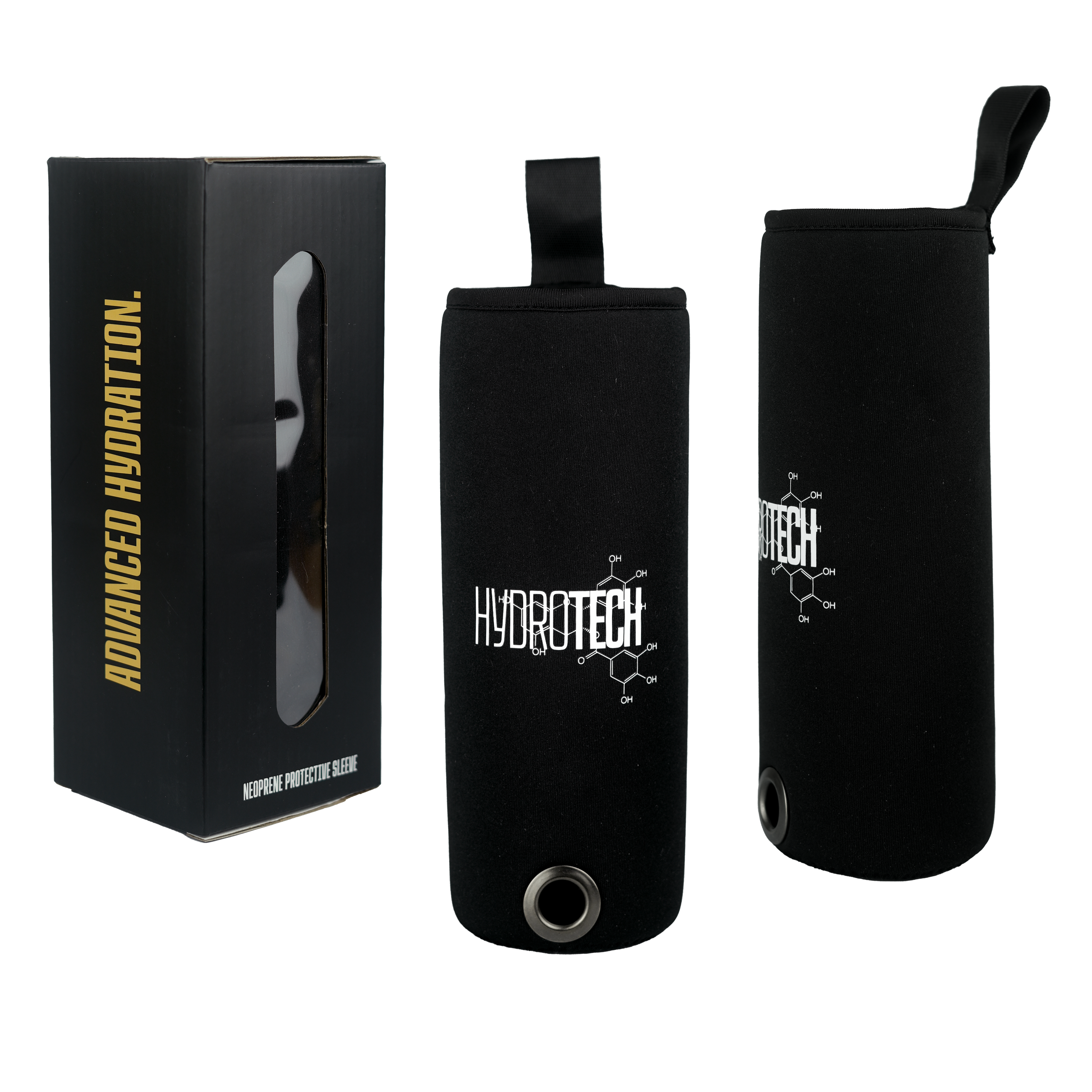 Hydrotech neoprene carry cases with branded retail packaging for hydrogen bottle