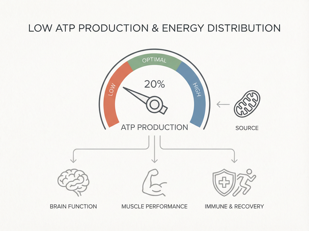 Low ATP production and energy distribution diagram