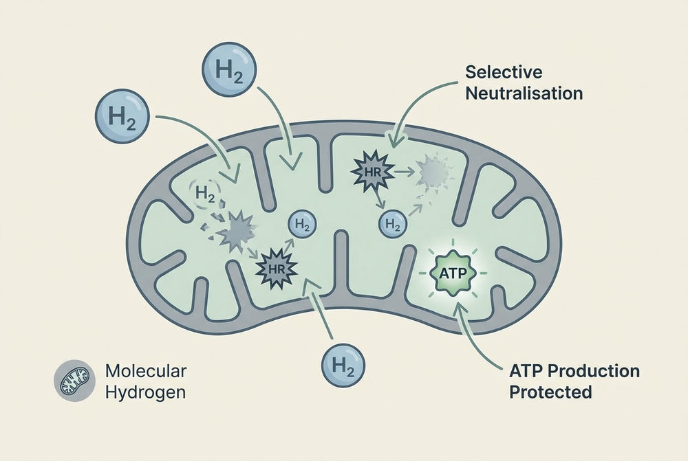 Molecular hydrogen protecting ATP production inside the cell